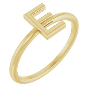 14K Yellow Gold Initial E Ring