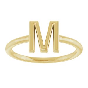 14K Yellow Gold Initial M Ring