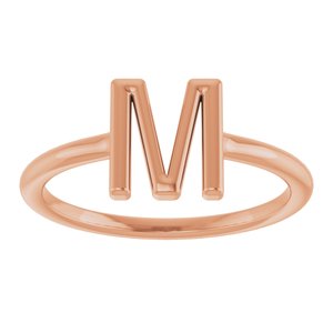 14K Rose Gold Initial M Ring