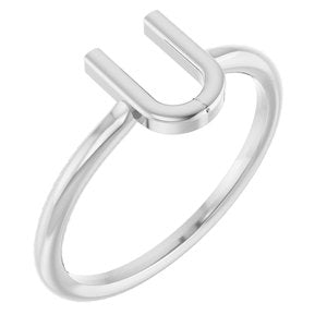 Platinum Initial U Ring