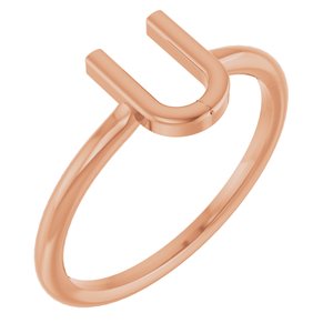 14K Rose Gold Initial U Ring