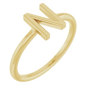 14K Yellow Gold Initial N Ring
