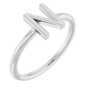Sterling Silver Initial N Ring