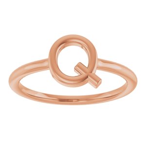 14K Rose Gold Initial Q Ring