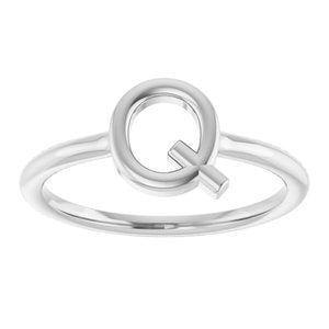 Sterling Silver Initial Q Ring