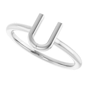 Sterling Silver Initial U Ring