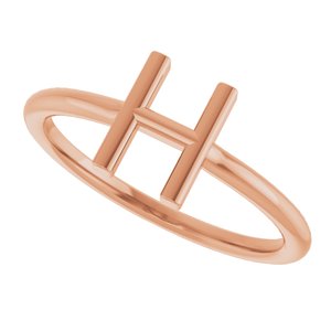 14K Rose Gold Initial H Ring