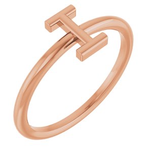 14K Rose Gold Initial I Ring