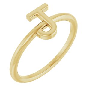 14K Yellow Gold Initial J Ring