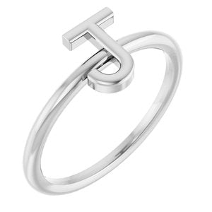 Sterling Silver Initial J Ring