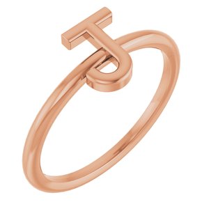 14K Rose Gold Initial J Ring