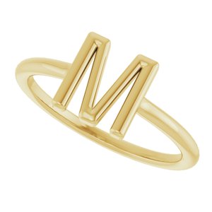 14K Yellow Gold Initial M Ring