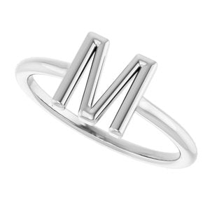 Sterling Silver Initial M Ring