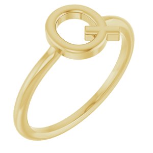 14K Yellow Gold Initial Q Ring