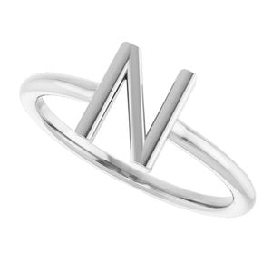 Sterling Silver Initial N Ring