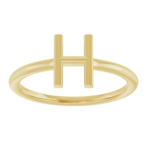 14K Yellow Gold Initial H Ring