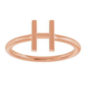 14K Rose Gold Initial H Ring