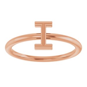 14K Rose Gold Initial I Ring