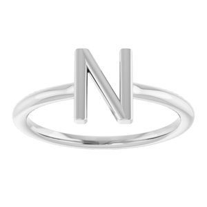 Platinum Initial N Ring