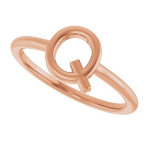 14K Rose Gold Initial Q Ring
