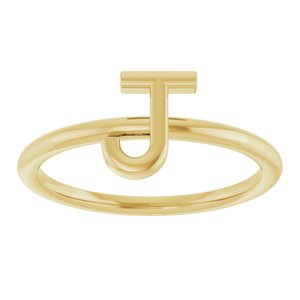 14K Yellow Gold Initial J Ring