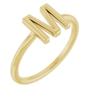 14K Yellow Gold Initial M Ring