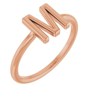 14K Rose Gold Initial M Ring