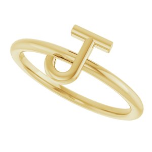 14K Yellow Gold Initial J Ring