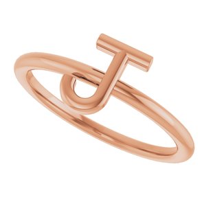 14K Rose Gold Initial J Ring