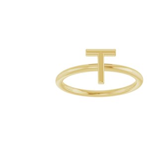 14K Yellow Gold Initial T Ring