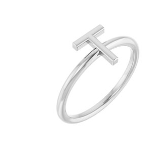 Sterling Silver Initial T Ring