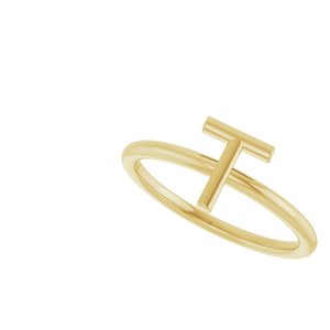 14K Yellow Gold Initial T Ring