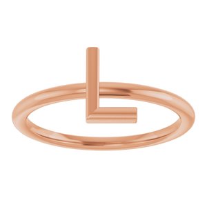 14K Rose Gold Initial L Ring