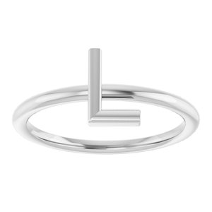 Sterling Silver Initial L Ring