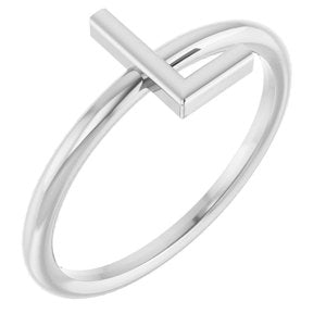 14K White Gold Initial L Ring