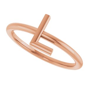 14K Rose Gold Initial L Ring