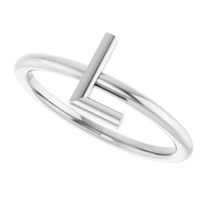 14K White Gold Initial L Ring