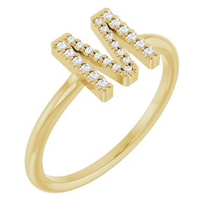 14K Yellow Gold .07 CTW Natural Diamond Initial M Ring