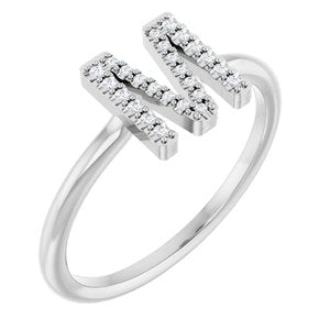 14K White Gold .07 CTW Natural Diamond Initial M Ring