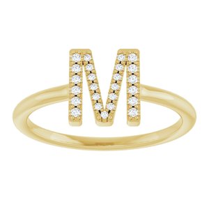14K Yellow Gold .07 CTW Natural Diamond Initial M Ring