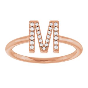 14K Rose Gold .07 CTW Natural Diamond Initial M Ring