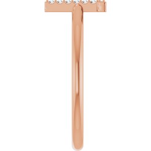 14K Rose Gold .04 CTW Natural Diamond Initial T Ring
