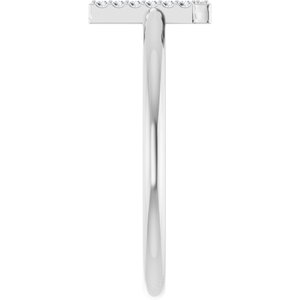 Sterling Silver .04 CTW Natural Diamond Initial T Ring