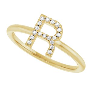14K Yellow Gold .06 CTW Natural Diamond Initial R Ring