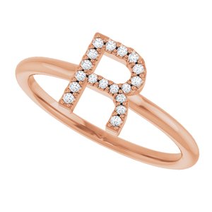 14K Rose Gold .06 CTW Natural Diamond Initial R Ring
