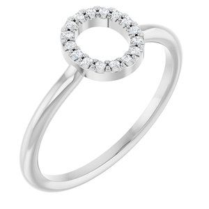 Sterling Silver .06 CTW Natural Diamond Initial O Ring