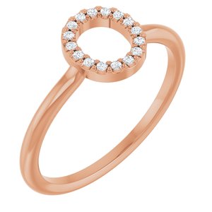 14K Rose Gold .06 CTW Natural Diamond Initial O Ring
