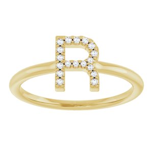 14K Yellow Gold .06 CTW Natural Diamond Initial R Ring