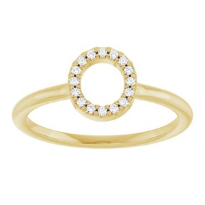 14K Yellow Gold .06 CTW Natural Diamond Initial O Ring