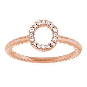 14K Rose Gold .06 CTW Natural Diamond Initial O Ring